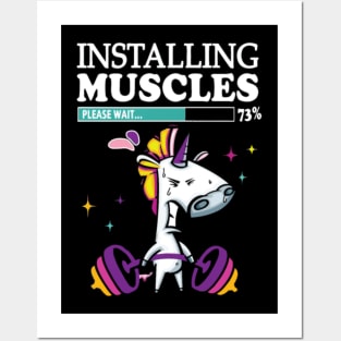 Unicorn Installing muscles please wait Posters and Art